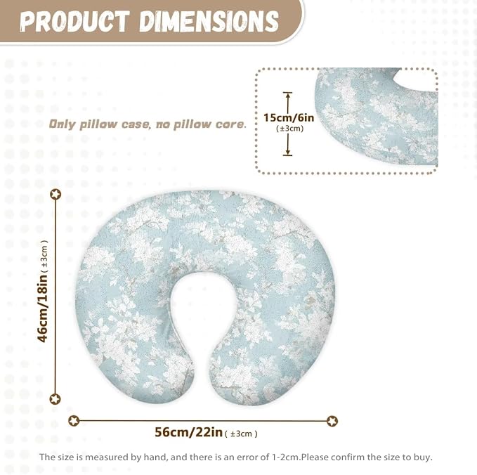 Fresh Floral Nursing Pillow Covers for Baby Girls Removable Breastfeeding Pillow Slipcover for Infant Feeding Position Support Soft and Stretchy Snuggle Me Nursing Pillows Cover