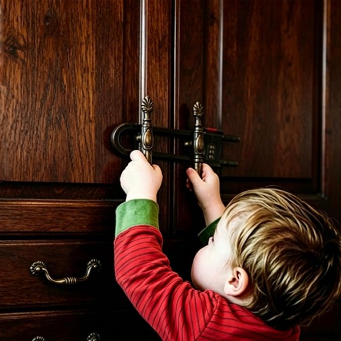 6 Packs U-Shaped Sliding Cabinet Locks, Baby Proofing Cabinets with Adjustable Child Safety Lock for Knob Handle Drawers Closet Home Cabinets Refrigerator Doors and Window Handles Black