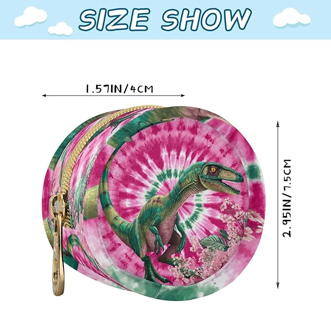 Pacifier Holder with Clip Pacifier Case for Diaper Bag Round Baby Pacifier Pouch Box Bag Portable Tie Dye Dinosaur Pink Green