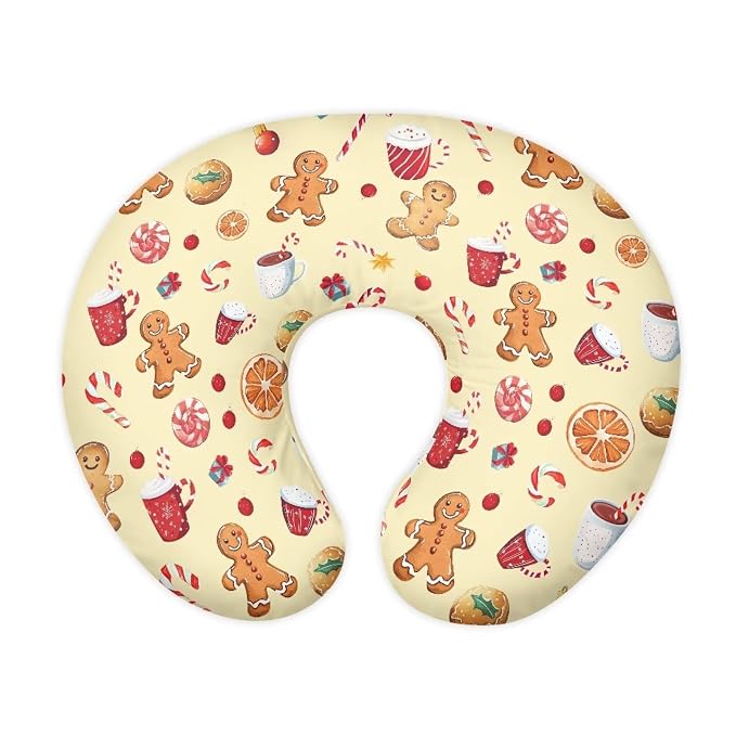 Christmas Candy Gingerbread Nursing Pillowcase for Boys Girls Machine Washable Pillow Cover Fits 22x18x6 Inch Breastfeeding and Bottle Feeding Surpot Pillows, Easy to Put On & Remove