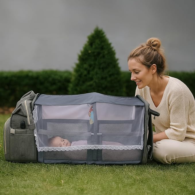 Multifunctional Baby Diaper Bag Backpack with Changing Station Baby Bag for Moms, Dads, Shower Gifts for Newborn Essentials (Diaper Bag Grey)