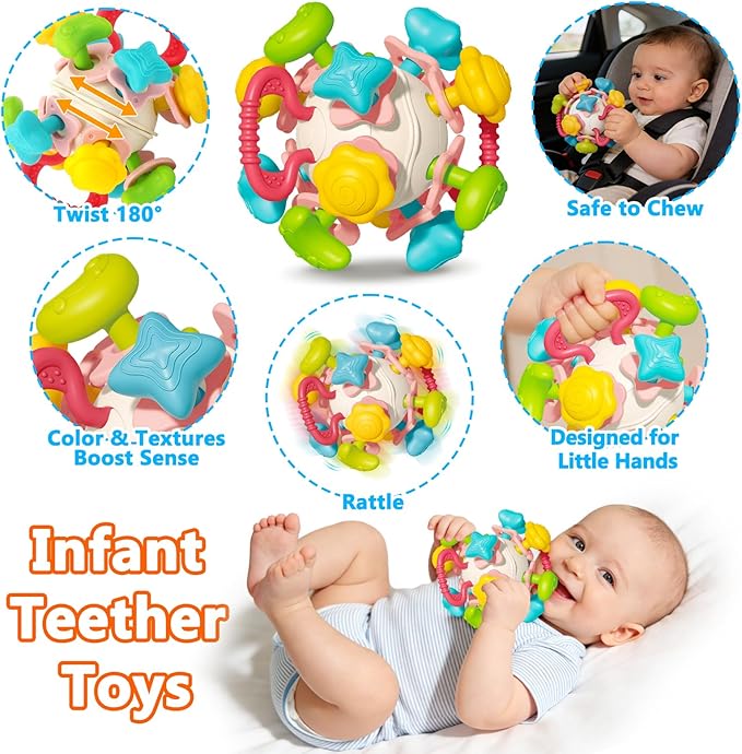 Montessori Baby Toys 6-12-18 Month, Infant Teething Toys Shape Sorter Bin Stacking Cups Blocks for toddlers 1-3, Sensory Educational Learning Toy for 6 7 8 9 10 Month Old Girl Boy 1 2 Year Old Gifts
