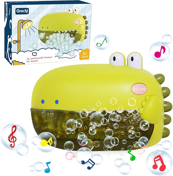 Grechi Dinosaur Bath Toys,Baby Bath Toys for The Baby Bathtub,Toddler Automatic Bubble Machine,Plays 12 Children?™s Songs, Makes Great for Toddlers Age 2 3 Year Old Girl Boy