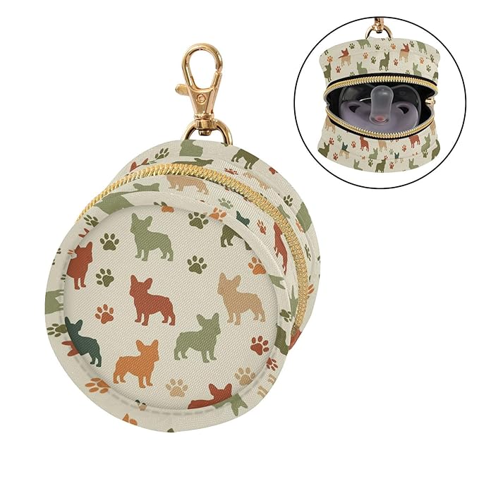 Dogs Paw Beige Pacifier Holder Case Newborn Pacifier Storage Pouch for Boys Girls Easy Attach to Diaper Bag Portable Baby Essentials Container