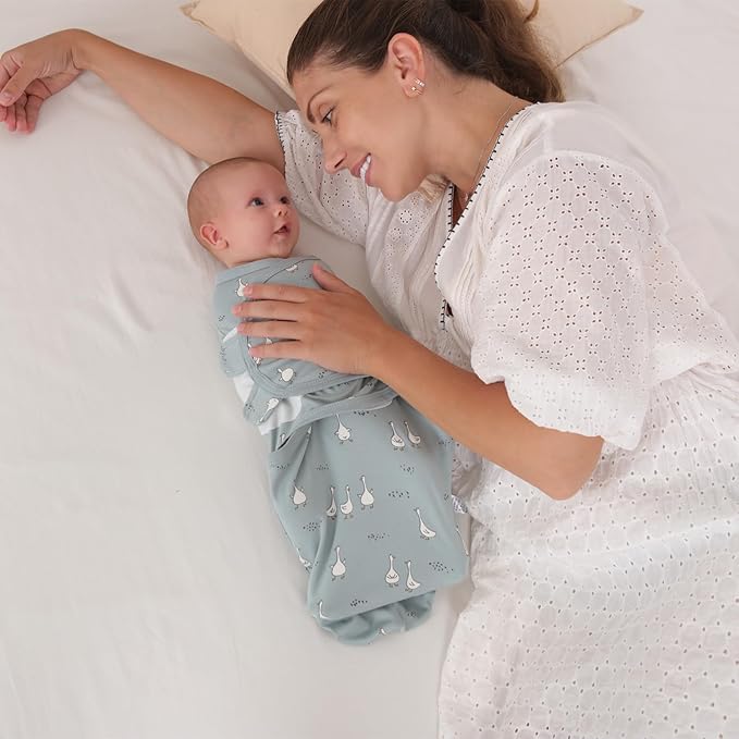 insular Baby Swaddle Wrap, Swaddle Blanket for Newborn and Infant, Adjustable Swaddling Set for Boy and Girl, Soft Cotton Baby Sleep Sack 3 Pack, Duck, Medium(3-6 Month)