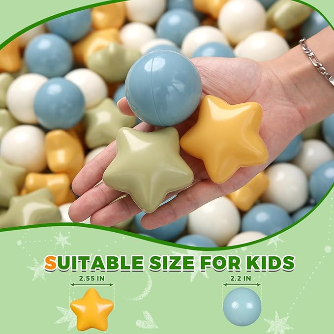 TRENDPLAY Star Ball Pit Balls 50 100 200 500 for Toddlers - Ball Pit Ball Shapes for Boys Girls Fun, Birthday Party, Christmas Decoration