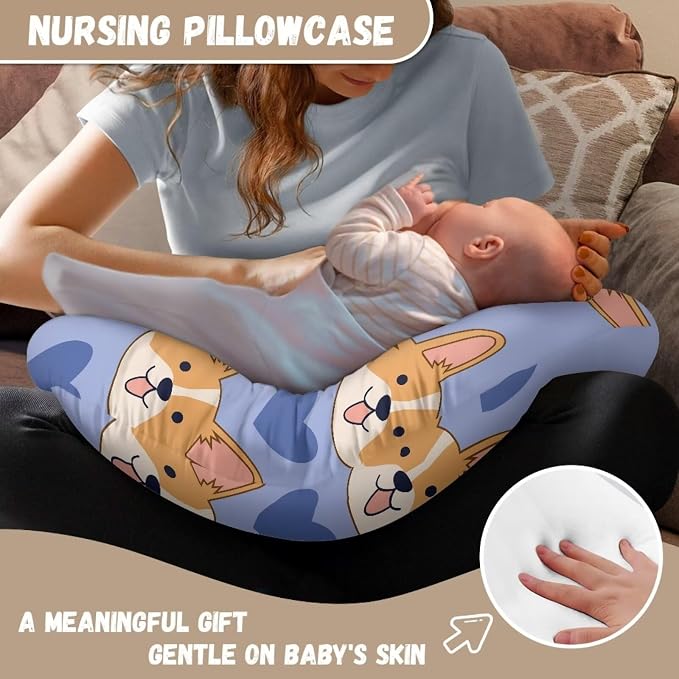 Corgi Nursing Pillow Cover Breast Feeding Pillow Covers 1 Pack for Breastfeeding Pillow Soft Fabric Fits Snug On Infant Feeding Cushion Cover Pillow Not Included
