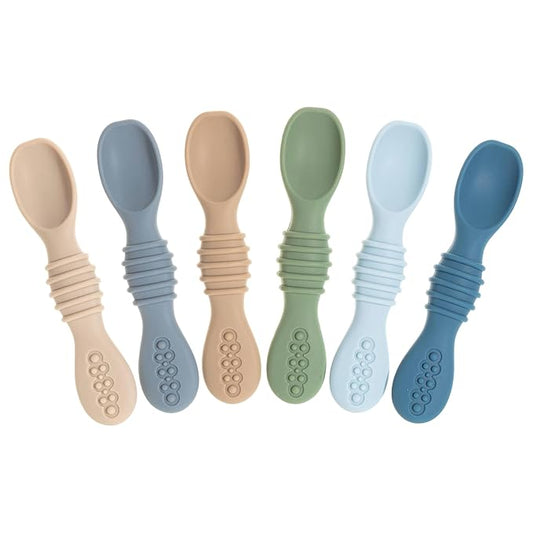 Sperric Baby Spoons - 6+ Months, Self Feeding, BPA Free Teething Spoons, Blue