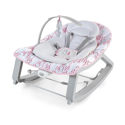 Ingenuity Keep Cozy 3-in-1 Grow with Me Vibrating Baby Bouncer Seat & Infant to Toddler Rocker, 0-30 Months Up to 40 lbs (Pink Lily)
