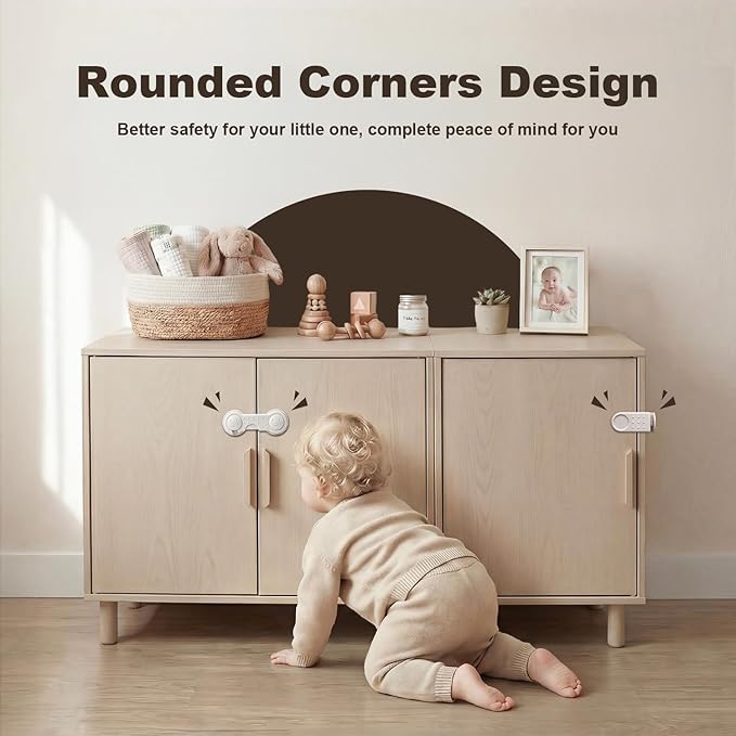 Baby Proofing Kit for Child, 45 Pack Child Safety Pack – Cabinet & Drawer Locks, No Drill Corner Guards, Outlet Covers, Universal Safety Straps, U-Shaped Locks, Door Stopper for Toddlers Safe