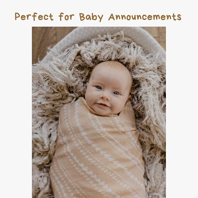 Mini Wander Swaddles for Newborns Muslin Swaddle Blankets - Breathable Soft Gender Neutral Receiving Blanket Baby Essentials | 47 x 47 Cotton - (Terrain (Apricot)