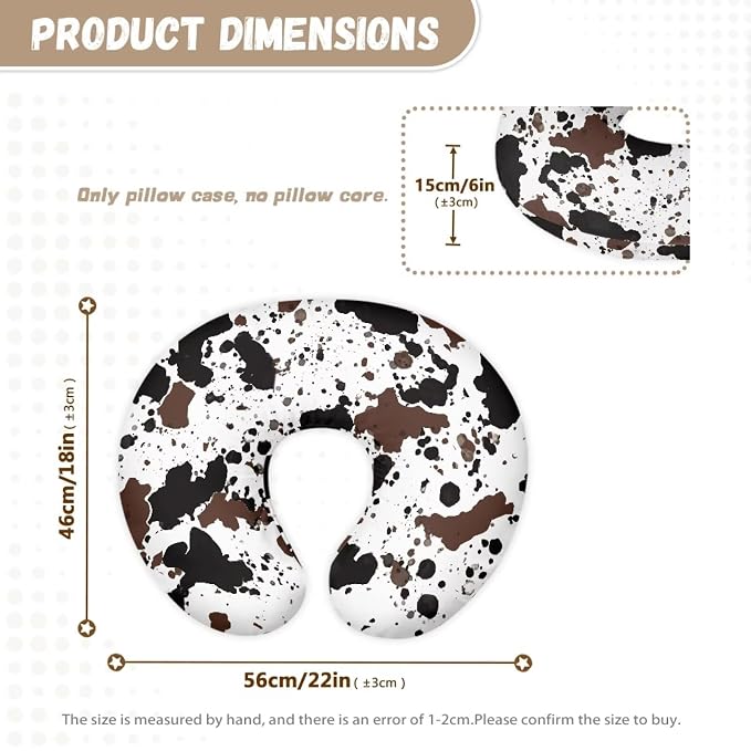 Breastfeeding Pillow Cover with Black Brown Cow Stripes Print Baby Breastfeeding Slipcover Infant Newborn Nursery Bottle Pillowcase Easy to Use and Dustptoof