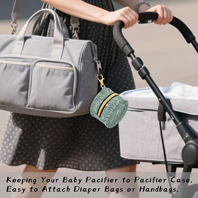 Golf Teal Print Pacifier Holder Case with Clip Paci Holder Pacifier Storage Case Container Portable for Diaper Bag Newborn Girl Boy Essentials