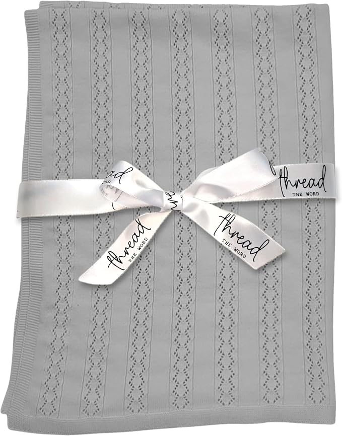 The Vintage Blanket - 100% Organic Cotton Baby Blanket, American Made, 30x40in - Bassinet, Crib, Stroller - Gift Registry Baby Shower for Newborns and Kids (Grey)