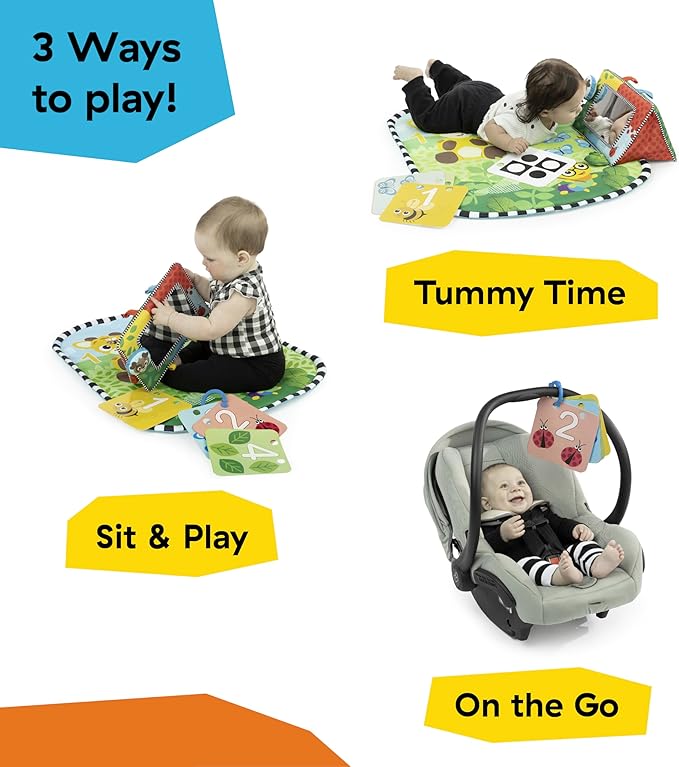 Baby Einstein Discovery Garden Tummy Time Mat & Mirror, Ages 0-6 Months, Multisensory