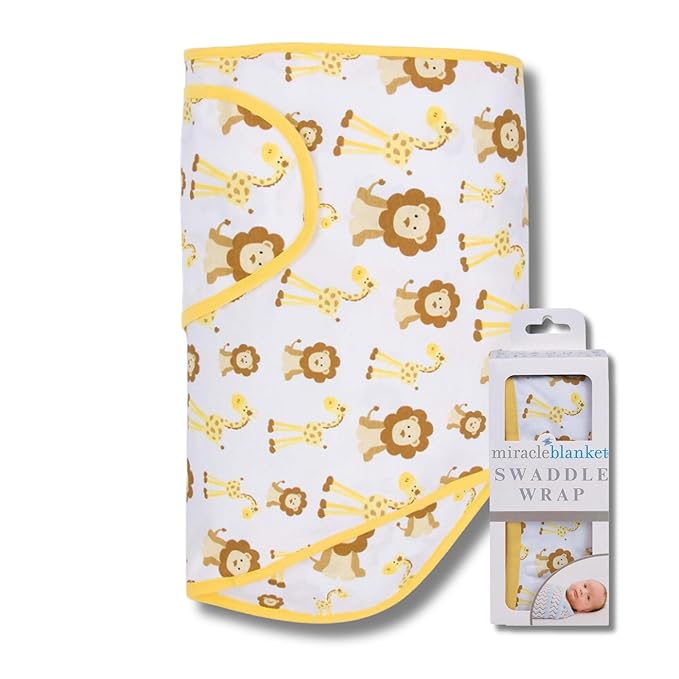 Miracle Blanket Swaddle Wrap – Help Your Newborn Sleep Longer – Soft & Secure Sleep Sack for Infants – Easy-to-Use Swaddling Blanket for a Calm Baby (Giraffes & Lions)