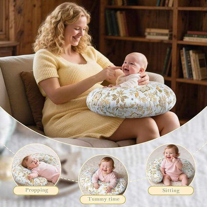 Nursing Pillow & Breastfeeding Pillow ??Ergonomic C-Shape for Breastfeeding & Bottle Feeding, Standard Size Breathable with Washable Cover, Hypoallergenic,Tummy Time & Sitting Support (0-12Months)