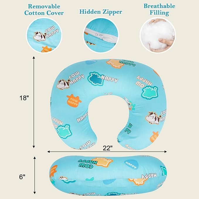 Nursing Pillow & Breastfeeding Pillow ??Ergonomic C-Shape for Breastfeeding & Bottle Feeding, Standard Size Breathable with Washable Cover, Hypoallergenic,Tummy Time & Sitting Support ( 0-12Months)
