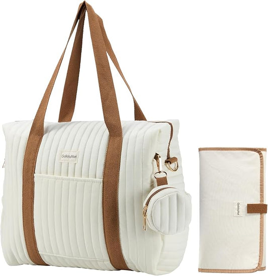 GOBABYMART Diaper Bag Tote for Moms, Baby Hospital Bag with Insulated Bottle Pockets, Changing Pad & Stroller Straps
