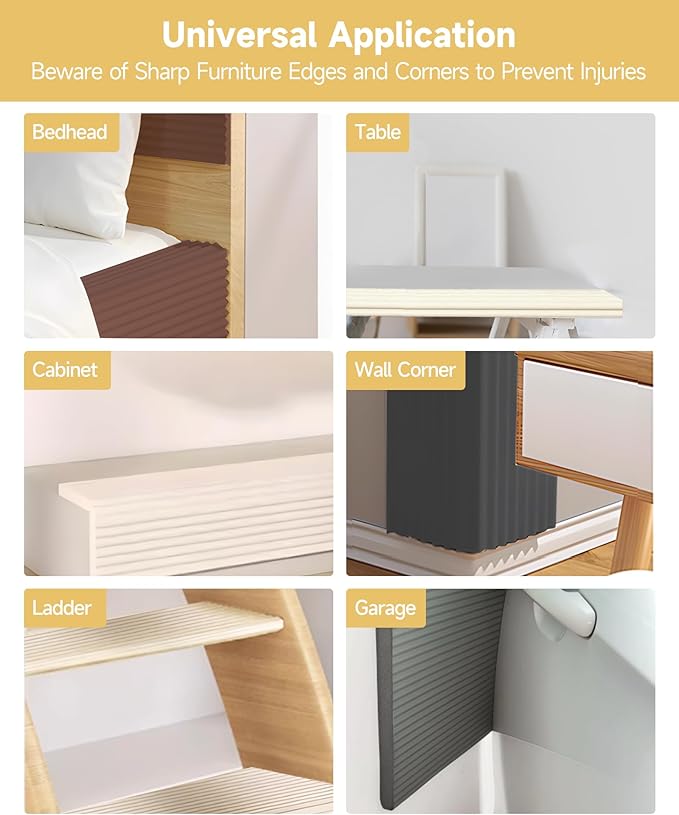 7.9''W Extra-Wide Edge Protector, 6.56FT 0.79''Th Baby Proofing Corner Guards, Safety Furniture Bumper, Pre-Taped, Thick Soft Rubber Foam Padding for Fireplace Table Stair Cabinet (Beige)