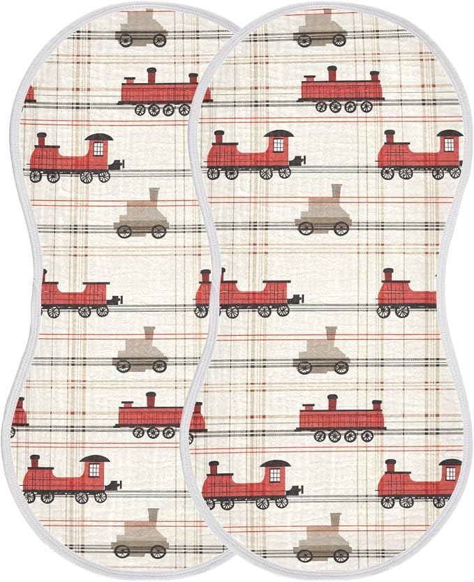 vvfelixl Baby Burp Cloths Intage Steam Train Baby Newborn Cotton Burping Cloths Set Babys Washcloths 4 Pack