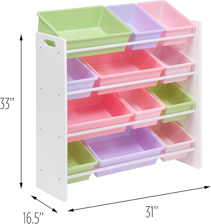 HoneyCanDo Kids Toy Storage Organizer With Bins, Pastel