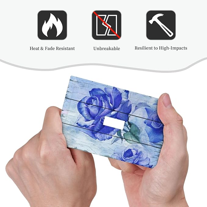 Blue Rose Flower Rustic Wood Plank Floral Decorative Light Switch Cover 1 Gang Single Toggle Device Electrical Faceplate Switchplates Decorator Outlet Wall Plate for Farmhouse Home Decor