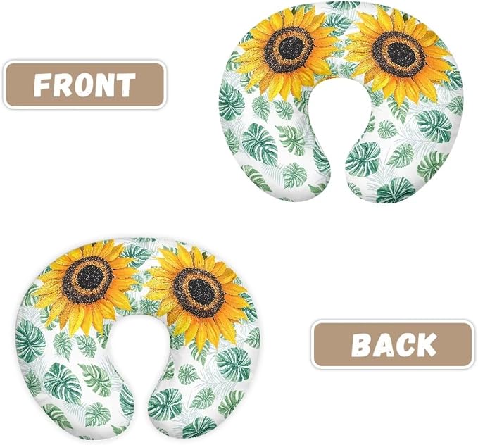 Sunflower Print Nursing Pillow Covers for Bebe Girls and Boys Breathable Nursing Pillow Slipcover Baby Pillow Cover Feeding Position Support White (Cover Only)