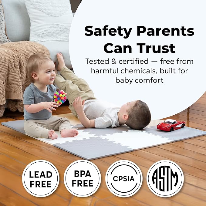 MioTetto Baby Play Mat, Comfortable Playtime Mat ??Portable Foam Floor Tiles, Safe Baby mat for Floor for Crawling & Development, Soft Play mat for Babies, Stylish Interlocking Foam Tiles