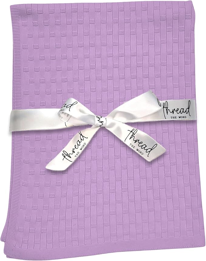 The Lattice Blanket - 100% Organic Cotton Baby Blanket, American Made, 30x40in - Bassinet, Crib, Stroller - Gift Registry Baby Shower for Newborns and Kids (Lavender)