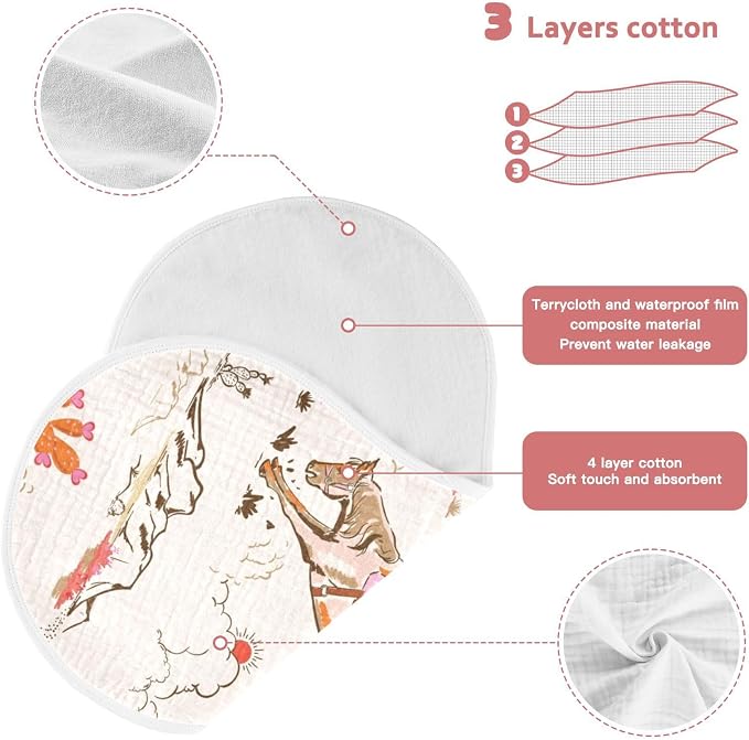 Cute Rodeo Cowgirl Muslin Baby Burp Cloths - Super Absorbent and Soft Burping Rags - Cotton Burp Clothes Set for Boys and Girls, 2 Pack