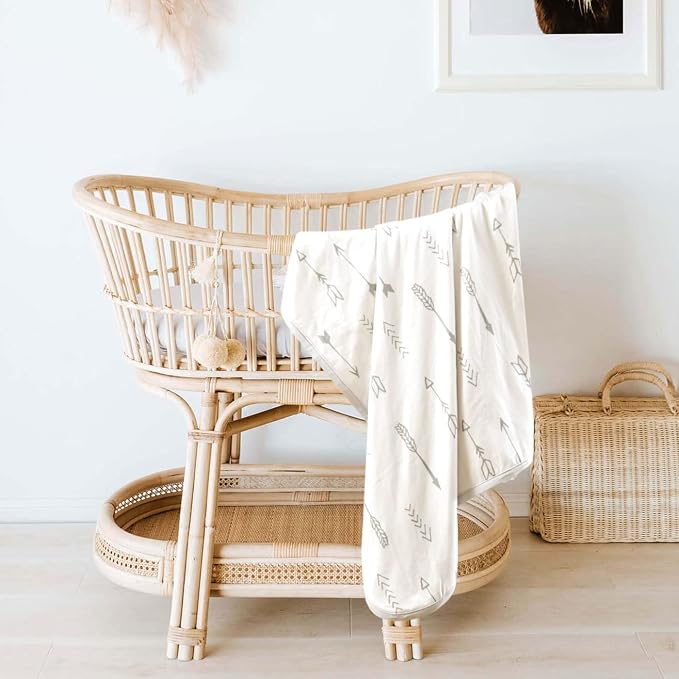 GRSSDER Baby Blankets Super Soft Jersey Knit Swaddle Blanket for Baby Girls and Boys, Double Layer Receiving Blankets 34 x 44 Inches Extra Large for Baby Swaddling, Simple Arrow