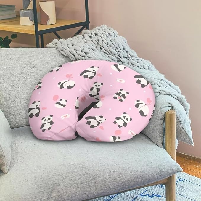 Breathable & Skin-Friendly Nursing Pillow Cover for Mother and Infant Room,Comfortable & Machine Washable Nursing Pillow Cover,Panda Love 2Pcs