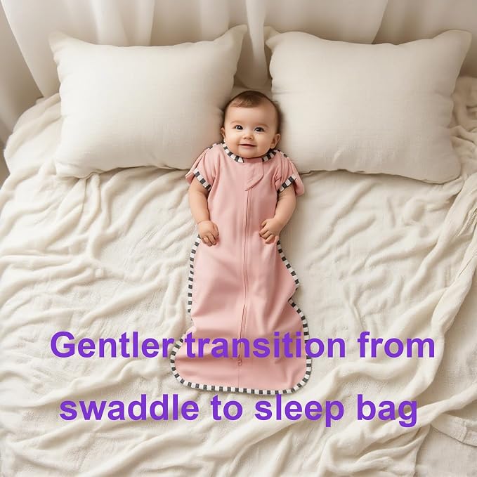 Swaddling Sleep Sack 2-Pack, 100% Cotton Newborn Wearable Blanket, Arms Up Design with 2-Way Zipper, Transitioning Breathable Swaddle (Pink + Sepia Rose, Medium 3-6 Months)