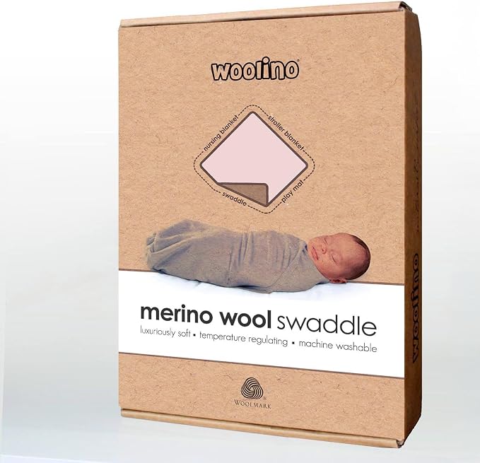 Woolino Baby Swaddle Blanket, 100% Merino Wool Receiving Blanket for Boys & Girls, Swaddles for Newborns 0-3 Months, Pink