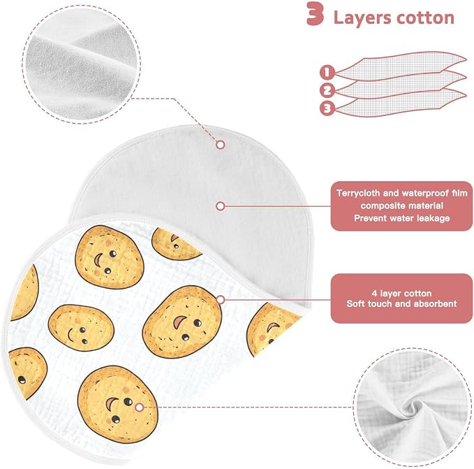vvfelixl Baby Burp Cloths Potato Baby Baby Newborn Cotton Burping Cloths Set Baby Washcloths 4 Pack