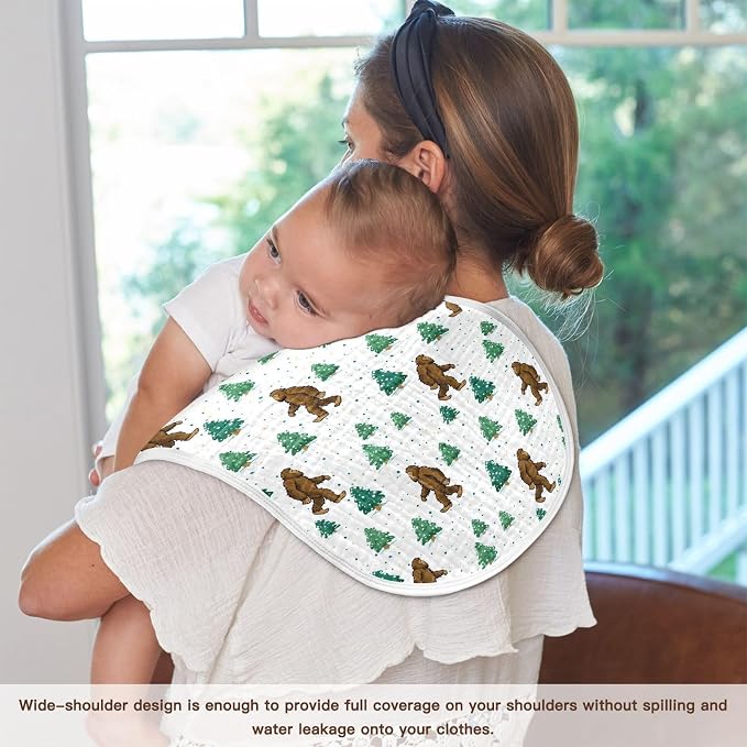 Bigfoot Sasquatch Muslin Burp Cloths for Baby Boys and Girls - 2-Pack Ultra Absorbent Muslin Washcloths, Newborn Towel, Milk Spit Up Rags, Burp Cloth Bibs, 22 x 11 Inch
