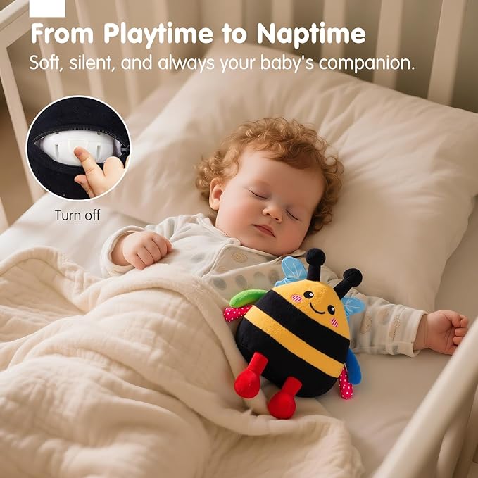 hahaland Baby Toy for 6 + 12 18 Months ??Crawling Musical Dancing Bouncing Learning Bee Plush, Interactive Tummy Time Toy for 1 2 3 Year Old Boys Girls Baby Easter Basket Stuffers