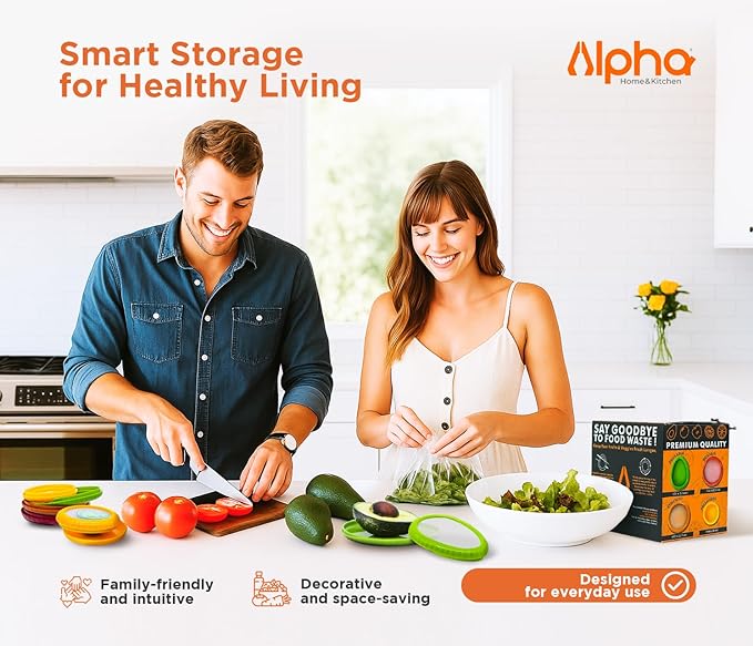 Avocado Saver & Onion Storage ??Set of 4 BPA-Free Food Containers with Silicone Lids ??Reusable Fruit and Veggie Savers, Fresh Pods for Food ??Perfect for Tomato Holder, Garlic, Lemon & More