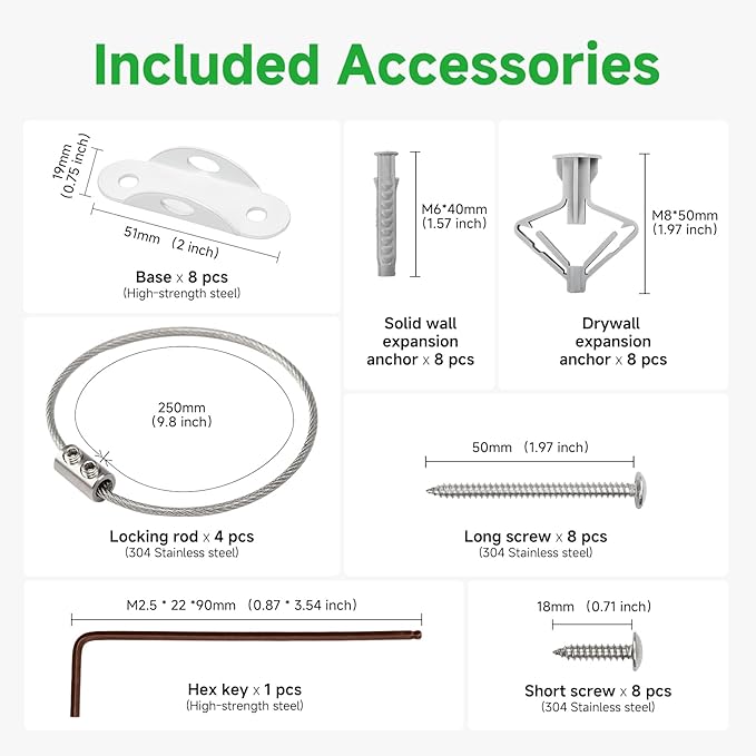 Heavy Duty 4 Pack Anti Tip Furniture Anchors for Baby Proofing, Suitable for Drywall and Solid Walls, Metal Furniture Wall Anchor, Earthquake Straps(White)