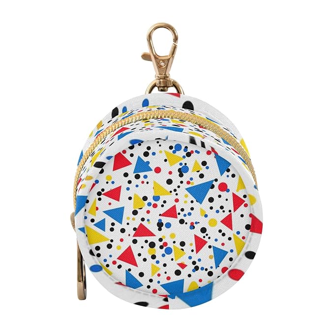 Pacifier Holder with Clip Pacifier Case for Diaper Bag Round Baby Pacifier Pouch Box Bag Portable Colorful Triangle Dots