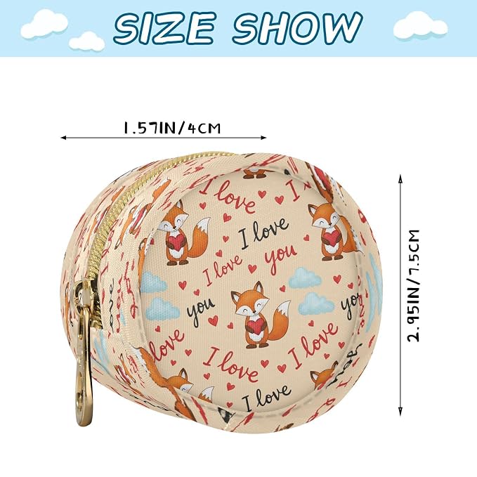 Valentine's Day Fox Portable Baby Pacifier Holder Case with Clip for Stroller Diaper Bag Travel A23010192