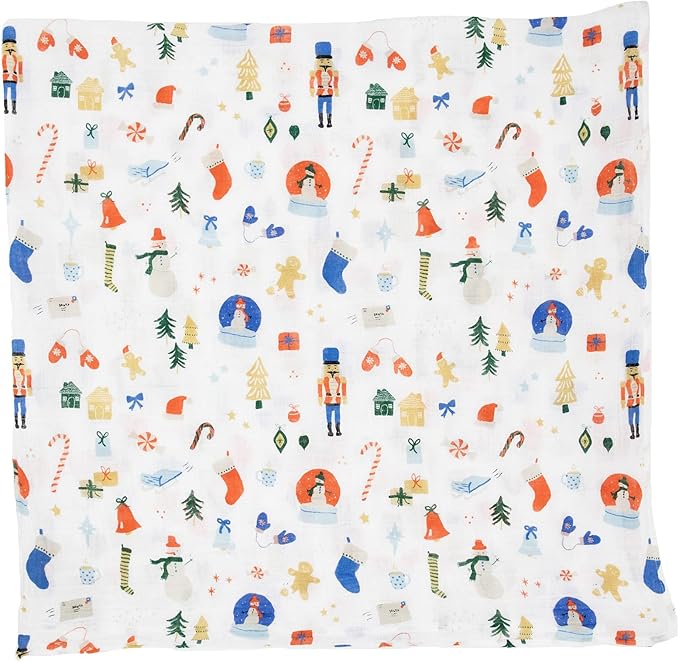 Little Unicorn Premium Cotton Swaddle Baby Blanket | Breathable Fabric | for swaddling, Play, Nursing & More (Christmas Time)