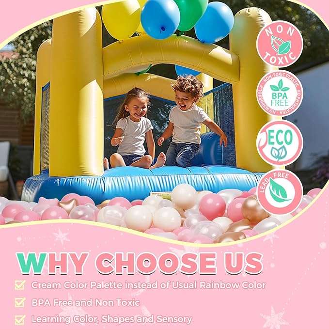 TRENDPLAY Ball Pit Balls Star and Heart Shapes for Toddlers - 50 100 200 500 Count Plastic Balls for Ball Pit Fun and Play