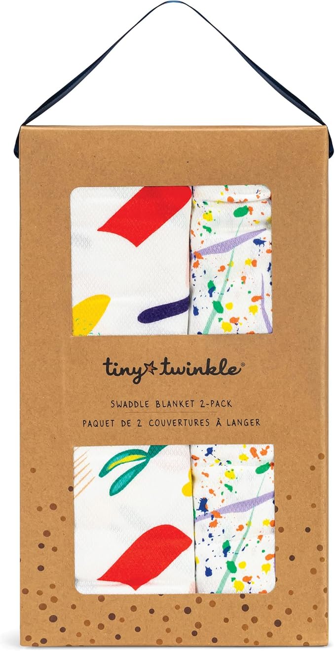 Tiny Twinkle Kaffle Swaddle Blanket 2-Pack - Soft and Silky Baby Blanket to Wrap and Swaddle Newborns, Sized 47 x 47(Matisse, Pollock)