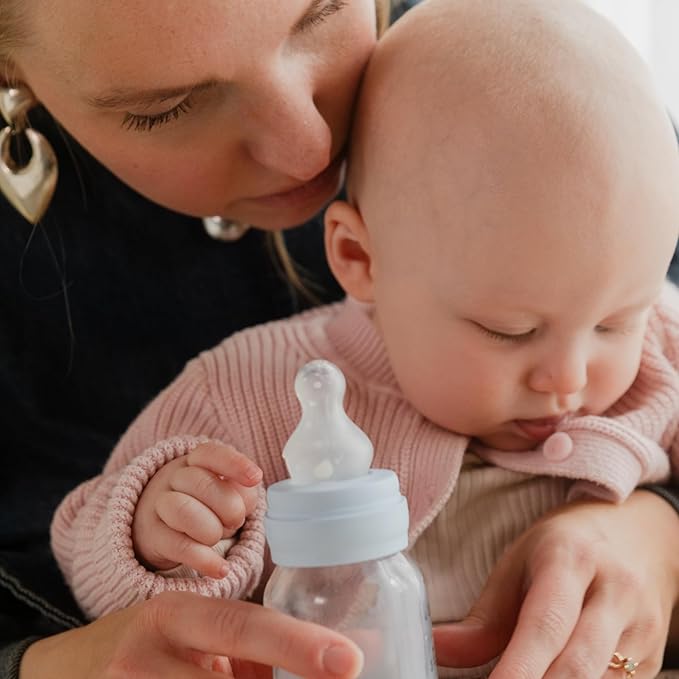BIBS Baby Bottle 9 oz / 270 ml Silicone Nipple - Anti-Colic, BPA-Free, Round Nipple, Medium Flow, Lightweight & Easy to Clean, Suitable for Newborns 0+ Years - Ivory