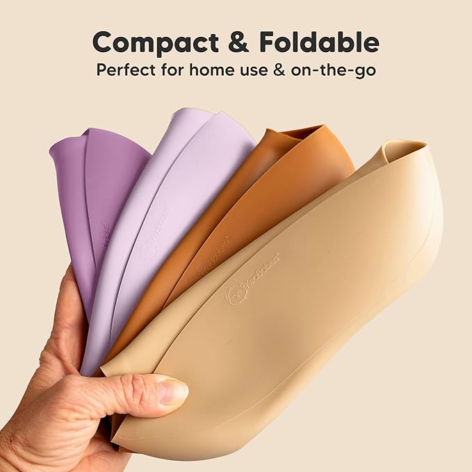 KeaBabies 2-Pack Silicone Bibs for Babies, Toddlers Girl, Boy ??Sturdy Food-Grade Baby Bibs for Eating, Large Food Catcher, Clean & Put On Easily, Waterproof Toddler Feeding Essentials (Amethyst)