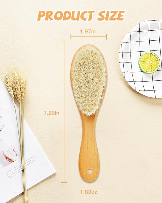 Lictin Baby Hair Brush, Natural Soft Goat Hair Brush, Newborn Cradle Cap Brush for Boys and Girls, Newborn Baby Essentials, Perfect Registry Gift, 1 PCS, Walnut