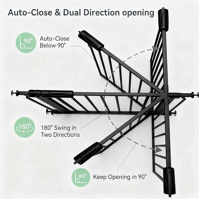 Extra Wide Baby Gate 76.3-81" Dog Gate for Doorways, Pressure Mounted No Drill Safety Gate for Kitchen, Hallways, Black Metal Pet Gate for Dogs