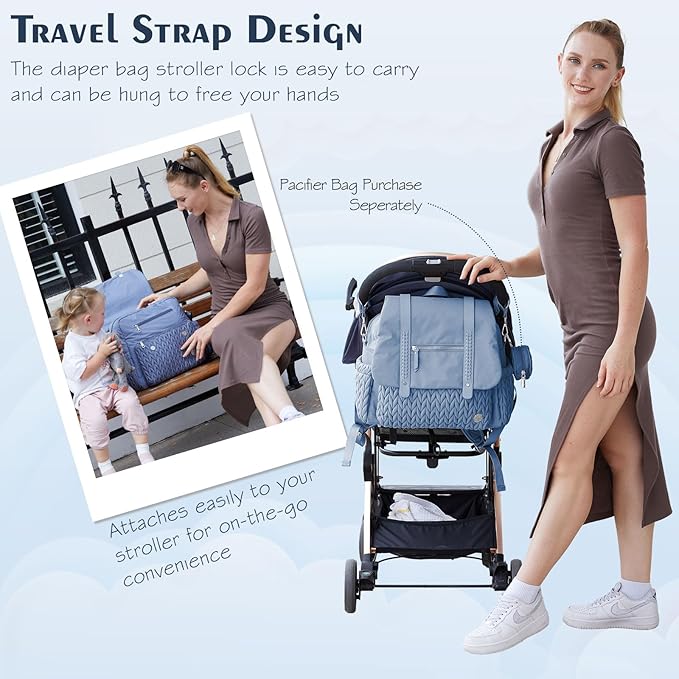 Diaper Bag BackPack Large Capacity Travel Mommy Bag Waterproof and Stylish with Changing Pad Baby Bag for Women and Girls